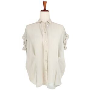 ACNE Vintage Y2K Old Tag Sheer Ivory Textured Silk Button-Up Blouse 34 (US XS/2)